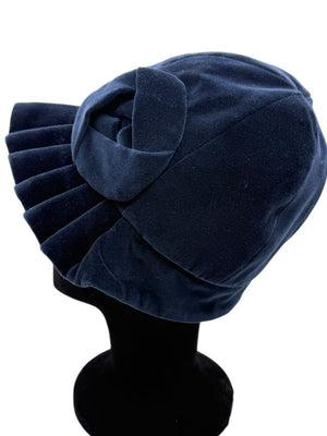 Eugenia Kim Blue Velvet Rosette Cloche-Style Hat