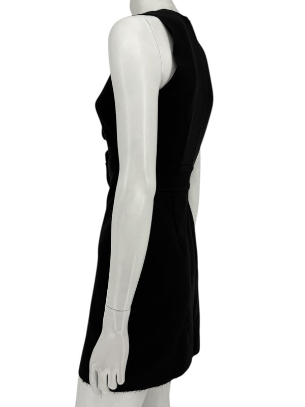 MSGM Women’s Black Sleeveless Ruffle-Trim Mini Dress – Size 38