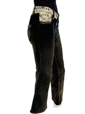 Custo Barcelona Women’s Black Corduroy Western-Inspired Denim-Style Pants – Size 4