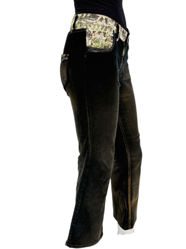 Custo Barcelona Women’s Black Corduroy Western-Inspired Denim-Style Pants – Size 4
