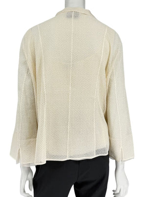 Akris Ivory Tank Camisole & Mesh Jacket Twin Set – Size US 16 (F 48 / D 46)