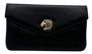 Gucci Rajah Leather Clutch in Black
