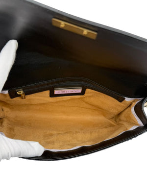 Jimmy Choo Navy Velvet & Snakeskin Chain Shoulder Bag