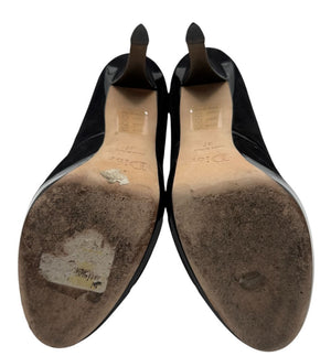 Christian Dior Black Suede & Patent Leather Platform Booties – Size 37