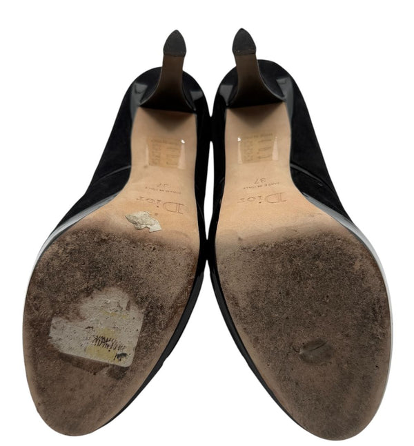 Christian Dior Black Suede & Patent Leather Platform Booties – Size 37