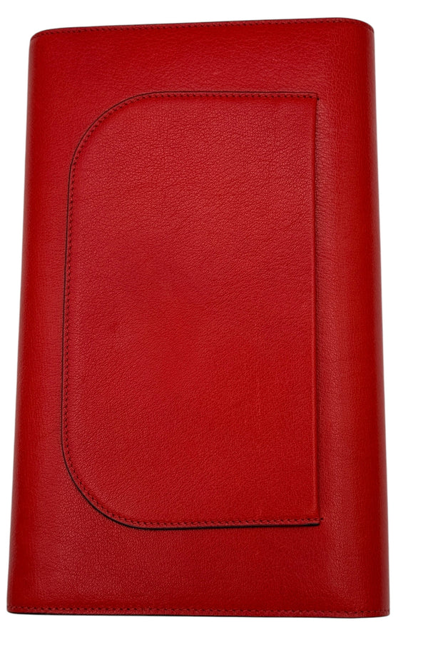 Celine Grained Calfskin Trotteur Clutch in Red