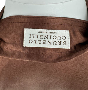 Brunello Cucinelli Silk Epaulet Blouse in Mahogany – Size XS
