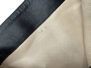 Chanel Black Leather Mid-Calf Boots with CC Cap Toe & Silver Heel Logo – Size 40 (US 10)