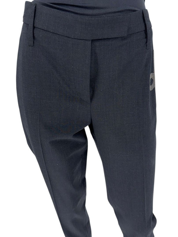 Brunello Cucinelli Embellished Wool Blend Trousers - Size US 10
