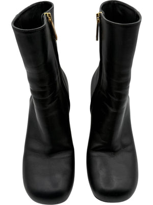 Sportmax Black Leather Square Toe Boots – Size 38.5