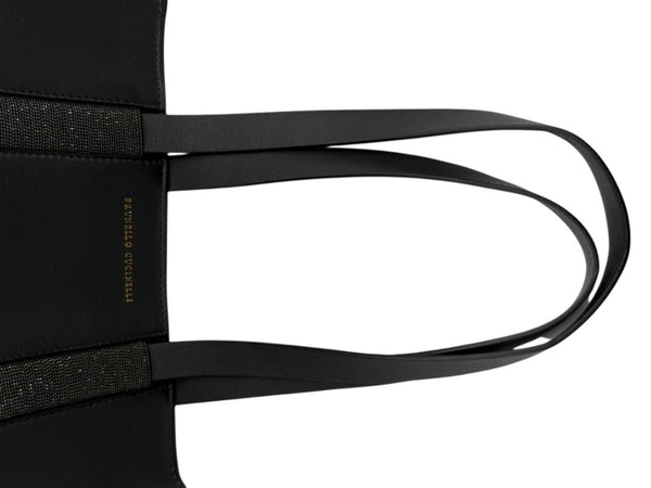 Brunello Cucinelli Graphite Gray Leather Tote with Monili Bead Trim