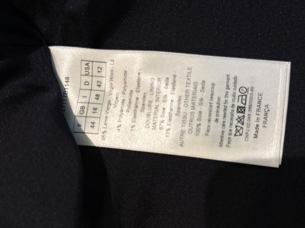 CHRISTIAN DIOR Navy Wool-Silk Dress with Draped Overlay – NWT –  Size 12