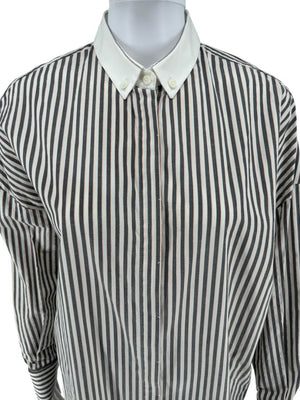 Brunello Cucinelli Striped Shirt with Monili Detail - Size L