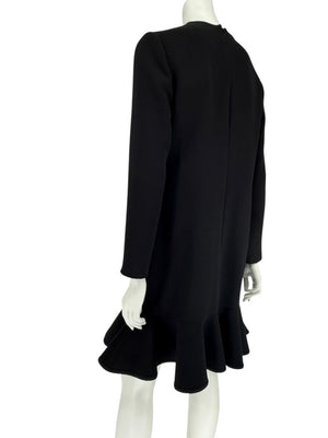 Victoria Victoria Beckham Black Flounce Hem Long Sleeve Dress – Size US 10