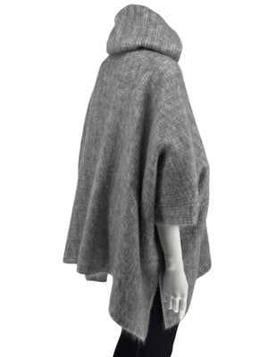 Brunello Cucinelli Grey Mohair-Cashmere Hooded Cape Jacket – Size XS