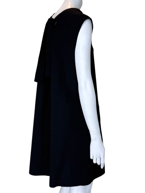 Pamella Roland Black Sleeveless Shift Dress with Back Bow Detail – Large
