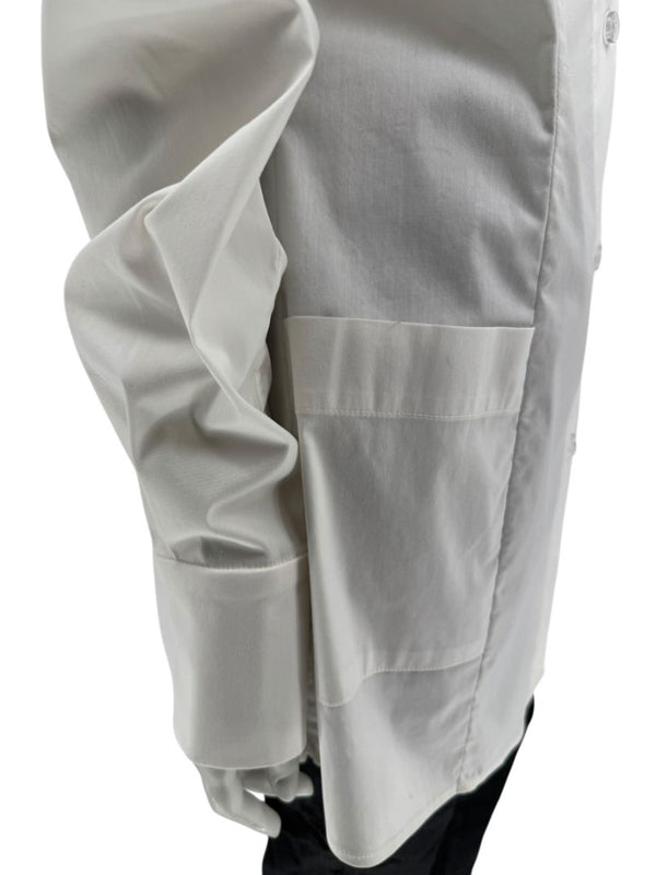 Pamella Roland White Button-Front Shirt with Cape Detail – Large