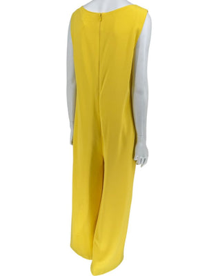 Pamella Roland Yellow Draped Overlay Jumpsuit – Large