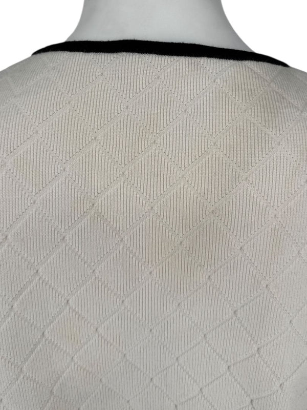 Chanel Ivory Quilted CC Logo Sweater – Size 42 (FR)