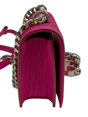 Alexander McQueen Women’s Fuchsia Pink Leather Knuckle Clutch Shoulder Bag