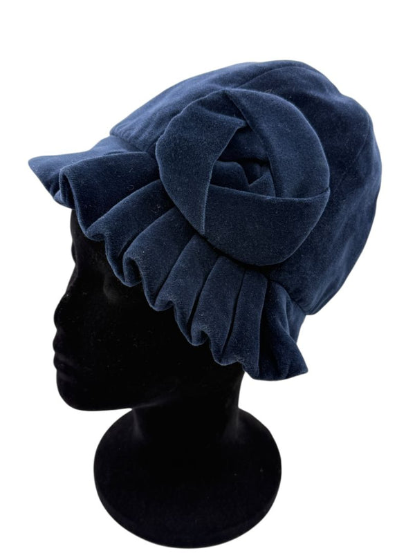 Eugenia Kim Blue Velvet Rosette Cloche-Style Hat