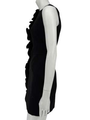 MSGM Women’s Black Sleeveless Ruffle-Trim Mini Dress – Size 38