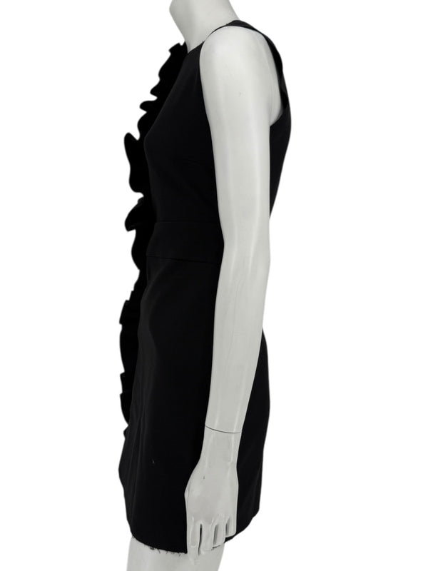 MSGM Women’s Black Sleeveless Ruffle-Trim Mini Dress – Size 38