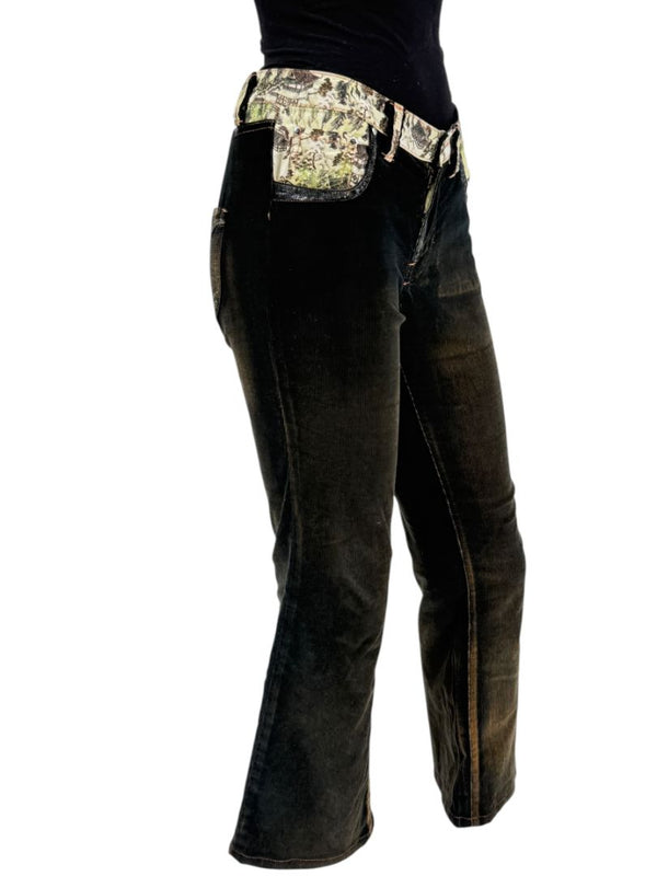 Custo Barcelona Women’s Black Corduroy Western-Inspired Denim-Style Pants – Size 4