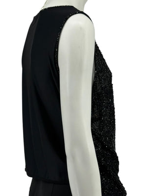 Escada Black Beaded Mesh Sleeveless Top – Size L