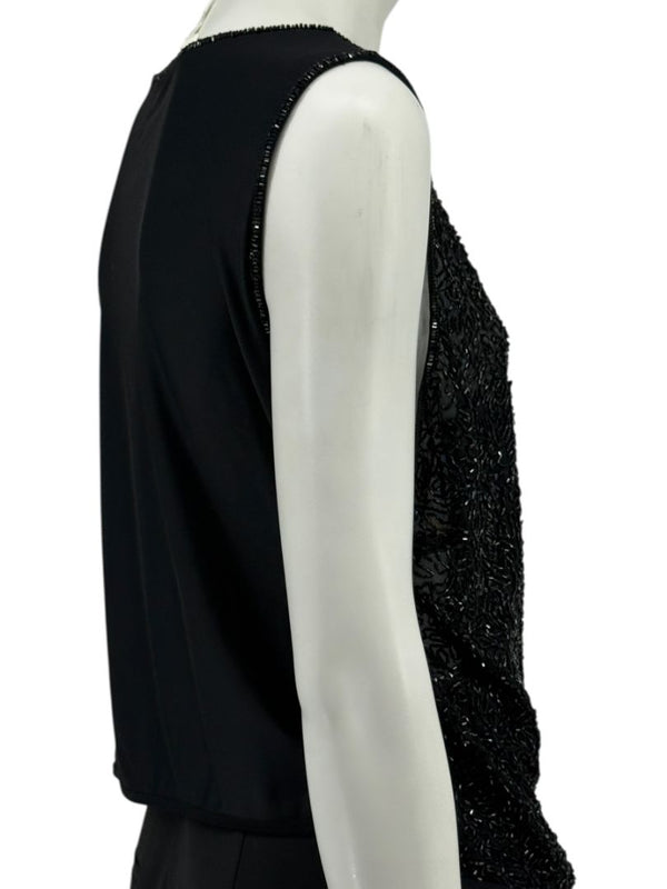 Escada Black Beaded Mesh Sleeveless Top – Size L