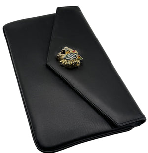 Gucci Rajah Leather Clutch in Black