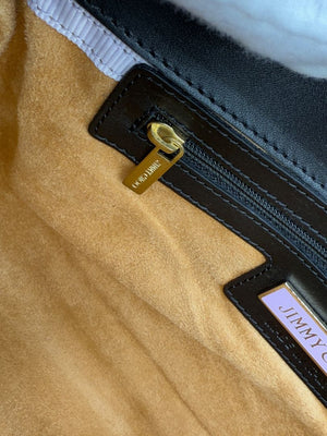 Jimmy Choo Navy Velvet & Snakeskin Chain Shoulder Bag