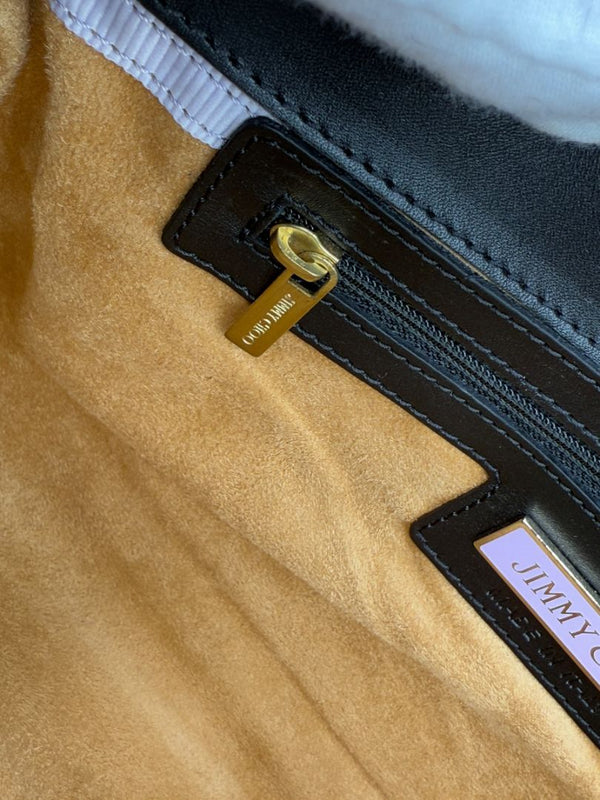 Jimmy Choo Navy Velvet & Snakeskin Chain Shoulder Bag