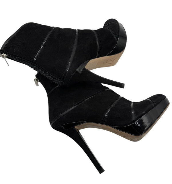 Christian Dior Black Suede & Patent Leather Platform Booties – Size 37