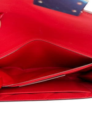 Celine Grained Calfskin Trotteur Clutch in Red