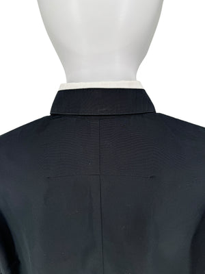 Givenchy Black Cotton Shirt with White Collar and Gold Collar Stays – Size FR 40