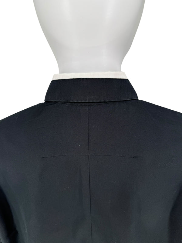 Givenchy Black Cotton Shirt with White Collar and Gold Collar Stays – Size FR 40