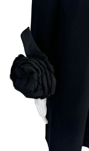 Oscar de la Renta Black Floral Cuff Mini Dress – Size 12 – NWT