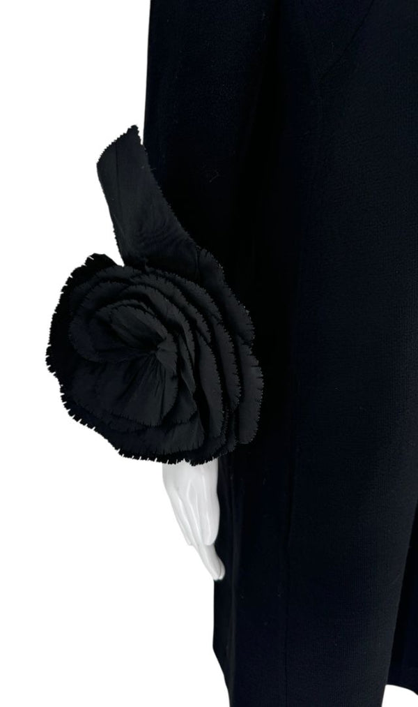 Oscar de la Renta Black Floral Cuff Mini Dress – Size 12 – NWT