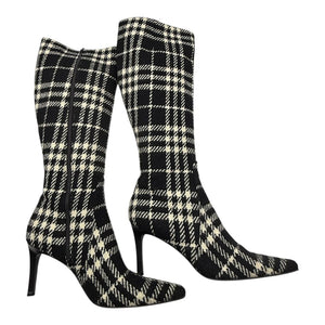 Burberry Plaid Wool Pointed Toe Knee-High Boots – Size 41.5
