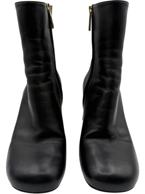 Sportmax Black Leather Square Toe Boots – Size 38.5