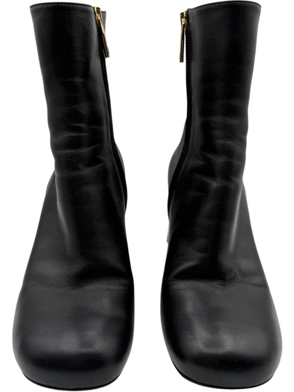 Sportmax Black Leather Square Toe Boots – Size 38.5