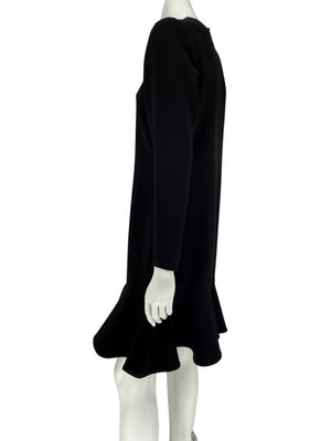 Victoria Victoria Beckham Black Flounce Hem Long Sleeve Dress – Size US 10