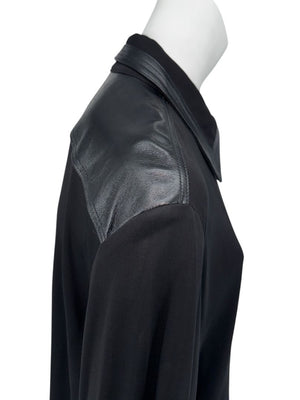 Victoria Beckham Black Blouse with Leather Trim – Size US 10 / UK 14