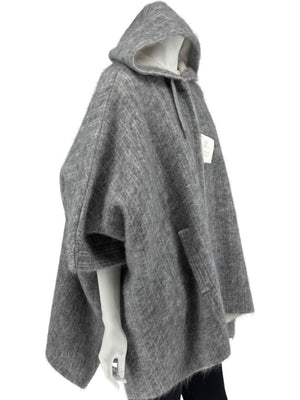 Brunello Cucinelli Grey Mohair-Cashmere Hooded Cape Jacket – Size XS