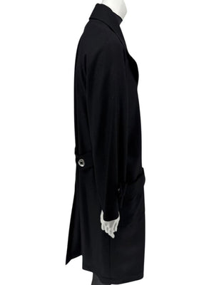 Pamella Roland Black Double-Breasted Grommet Detail Coat – Large