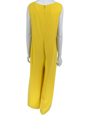 Pamella Roland Yellow Draped Overlay Jumpsuit – Large