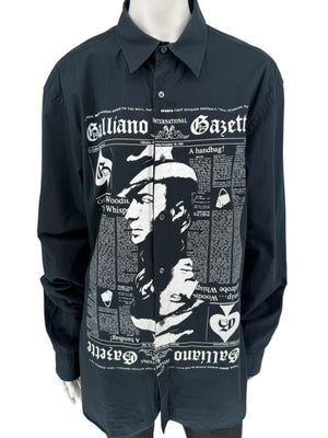 John Galliano Gazette Oversized Graphic Cotton Shirt – Size 54 (Men's)