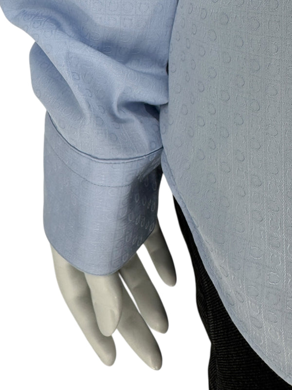 Salvatore Ferragamo Light Blue Patterned Dress Shirt – Size M (Men's)