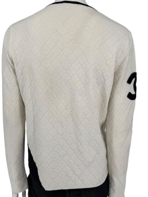 Chanel Ivory Quilted CC Logo Sweater – Size 42 (FR)
